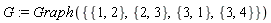 G := Graph({{1, 2}, {1, 3}, {2, 3}, {3, 4}})