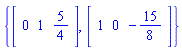 {vector([0, 1, 5/4]), vector([1, 0, -15/8])}