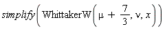 simplify(WhittakerW(mu+7/3, nu, x))