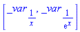 [_var[1/x], _var[1/exp(x)]]