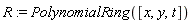 R := PolynomialRing([x, y, t])