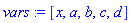 vars := [x, a, b, c, d]