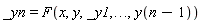 _yn = F(x, y, _y1, () .. (), y(n-1))