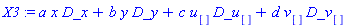 X3 := a*x*D_x+b*y*D_y+c*u[]*D_u[]+d*v[]*D_v[]