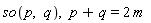 so(p, q), p+q = 2*m