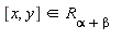 `in`([x, y], R[alpha+beta])