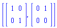 [Matrix([[1, 0], [0, 1]]), Matrix([[0, 1], [0, 0]])]