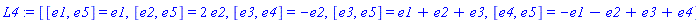 _DG([["LieAlgebra", Alg4, [5, table( [ ] )]], [[[1, 5, 1], 1], [[2, 5, 2], 2], [[3, 4, 2], -1], [[3, 5, 1], 1], [[3, 5, 2], 1], [[3, 5, 3], 1], [[4, 5, 1], -1], [[4, 5, 2], -1], [[4, 5, 3], 1], [[4, 5, 4], 1]]])