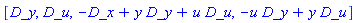 [D_y, D_u, -D_x+y*D_y+u*D_u, -u*D_y+y*D_u]