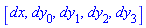 [dx, dy[0], dy[1], dy[2], dy[3]]