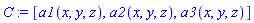 C := [a1(x, y, z), a2(x, y, z), a3(x, y, z)]