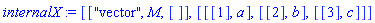 internalX := [["vector", M, []], [[[1], a], [[2], b], [[3], c]]]