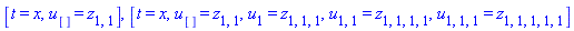 [t = x, u[] = z[1, 1]], [t = x, u[] = z[1, 1], u[1] = z[1, 1, 1], u[1, 1] = z[1, 1, 1, 1], u[1, 1, 1] = z[1, 1, 1, 1, 1]]