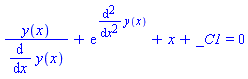 y(x)/(diff(y(x), x))+exp(diff(y(x), `$`(x, 2)))+x+_C1 = 0
