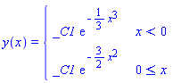 y(x) = PIECEWISE([_C1*exp(-(1/3)*x^3), x < 0], [_C1*exp(-(3/2)*x^2), 0 <= x])