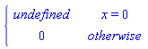 PIECEWISE([undefined, x = 0], [0, otherwise])