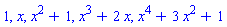 1, x, x^2+1, x^3+2*x, x^4+3*x^2+1