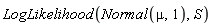 LogLikelihood(Normal(mu, 1), S)