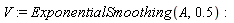 V := ExponentialSmoothing(A, .5)