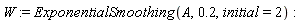 W := ExponentialSmoothing(A, .2, initial = 2)