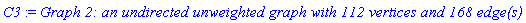 C3 := `Graph 2: an undirected unweighted graph with 112 vertices and 168 edge(s)`