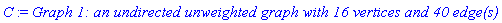 C := `Graph 1: an undirected unweighted graph with 16 vertices and 40 edge(s)`