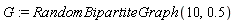 G := RandomBipartiteGraph(10, .5)