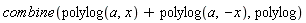 combine(polylog(a, x)+polylog(a, -x), polylog)