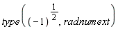 type((-1)^(1/2), radnumext)
