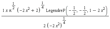 x*Pi^(1/2)*(-2*x^2+2)^(1/4)*LegendreP(-1/2, -1/2, 1-2*x^2)/(2*(-2*x^2)^(1/4))