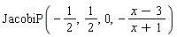 JacobiP(-1/2, 1/2, 0, -(x-3)/(x+1))