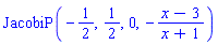 JacobiP(-1/2, 1/2, 0, -(x-3)/(x+1))