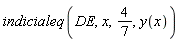 indicialeq(DE, x, 4/7, y(x))