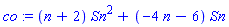 co := (n+2)*Sn^2+(-4*n-6)*Sn