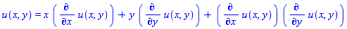 u(x, y) = x*(diff(u(x, y), x))+y*(diff(u(x, y), y))+(diff(u(x, y), x))*(diff(u(x, y), y))