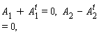 A[1] + A[1]^(t) = 0,  A[2] - A[2]^(t) = 0,