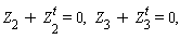 Z[2] + Z[2^]^(t) =0,  Z[3] + Z[3]^(t) =0,