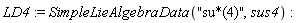 LD4 := SimpleLieAlgebraData("su*(4)", sus4)