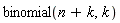 binomial(n+k, k)