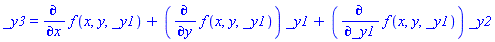 _y3 = diff(f(x, y, _y1), x)+(diff(f(x, y, _y1), y))*_y1+(diff(f(x, y, _y1), _y1))*_y2