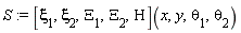 S := ([xi[1], xi[2], Xi[1], Xi[2], Eta])(x, y, theta[1], theta[2])