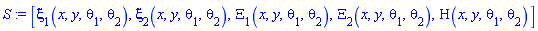 [xi[1](x, y, theta[1], theta[2]), xi[2](x, y, theta[1], theta[2]), Xi[1](x, y, theta[1], theta[2]), Xi[2](x, y, theta[1], theta[2]), Eta(x, y, theta[1], theta[2])]