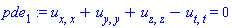 pde[1] := u[x, x]+u[y, y]+u[z, z]-u[t, t] = 0