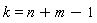 k = n+m-1