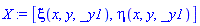 X := [xi(x, y, _y1), eta(x, y, _y1)]