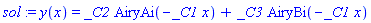 sol := y(x) = _C2*AiryAi(-_C1*x)+_C3*AiryBi(-_C1*x)