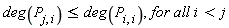 deg(P[j, i]) <= deg(P[i, i]), `for all i < j`
