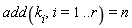 add(k[i], i = 1 .. r) = n