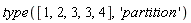 type([1, 2, 3, 3, 4], 'partition')