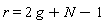 r = 2*g+N-1